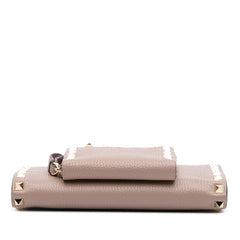 Leather Rockstud Wallet on Chain with Coin Pouch