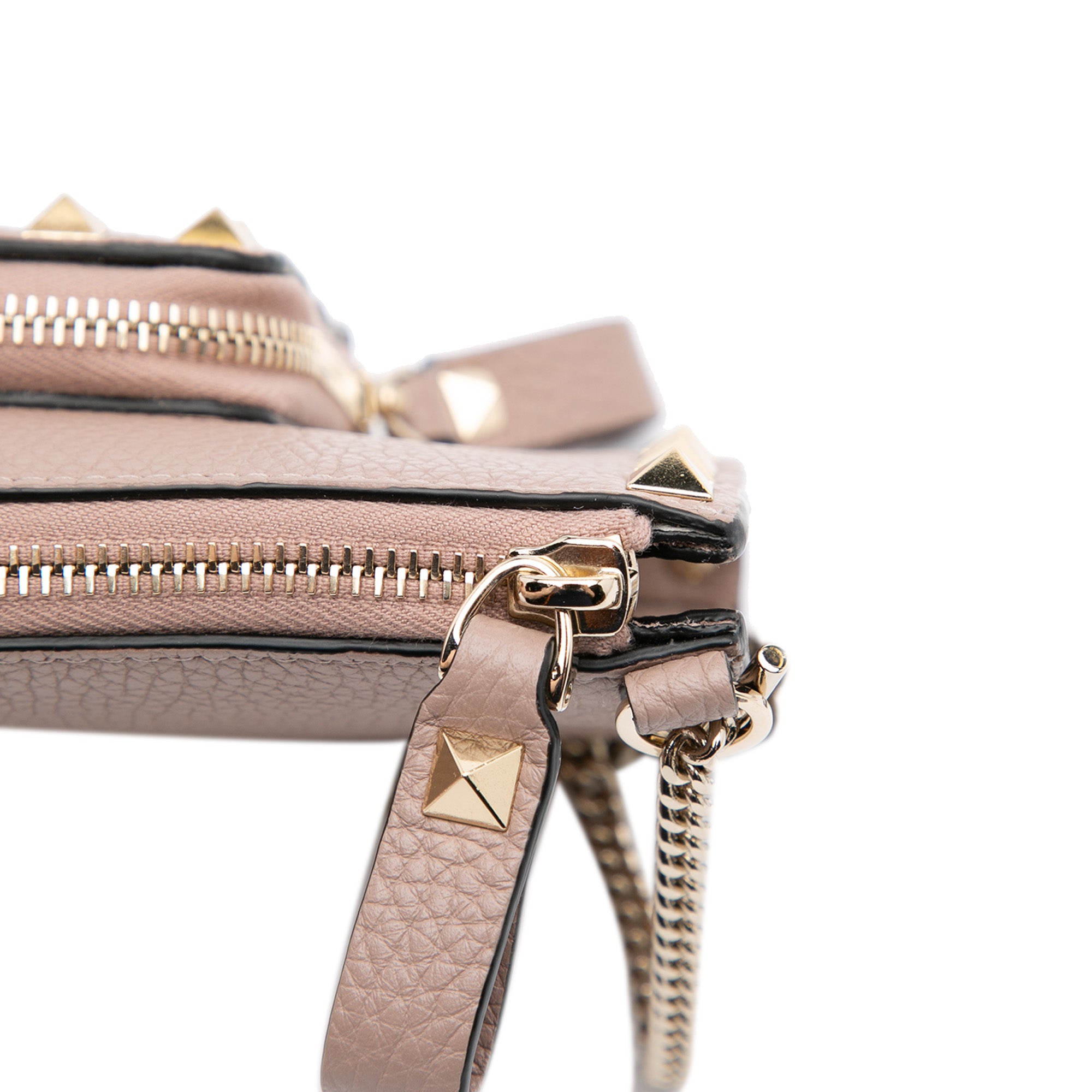 Leather Rockstud Wallet on Chain with Coin Pouch