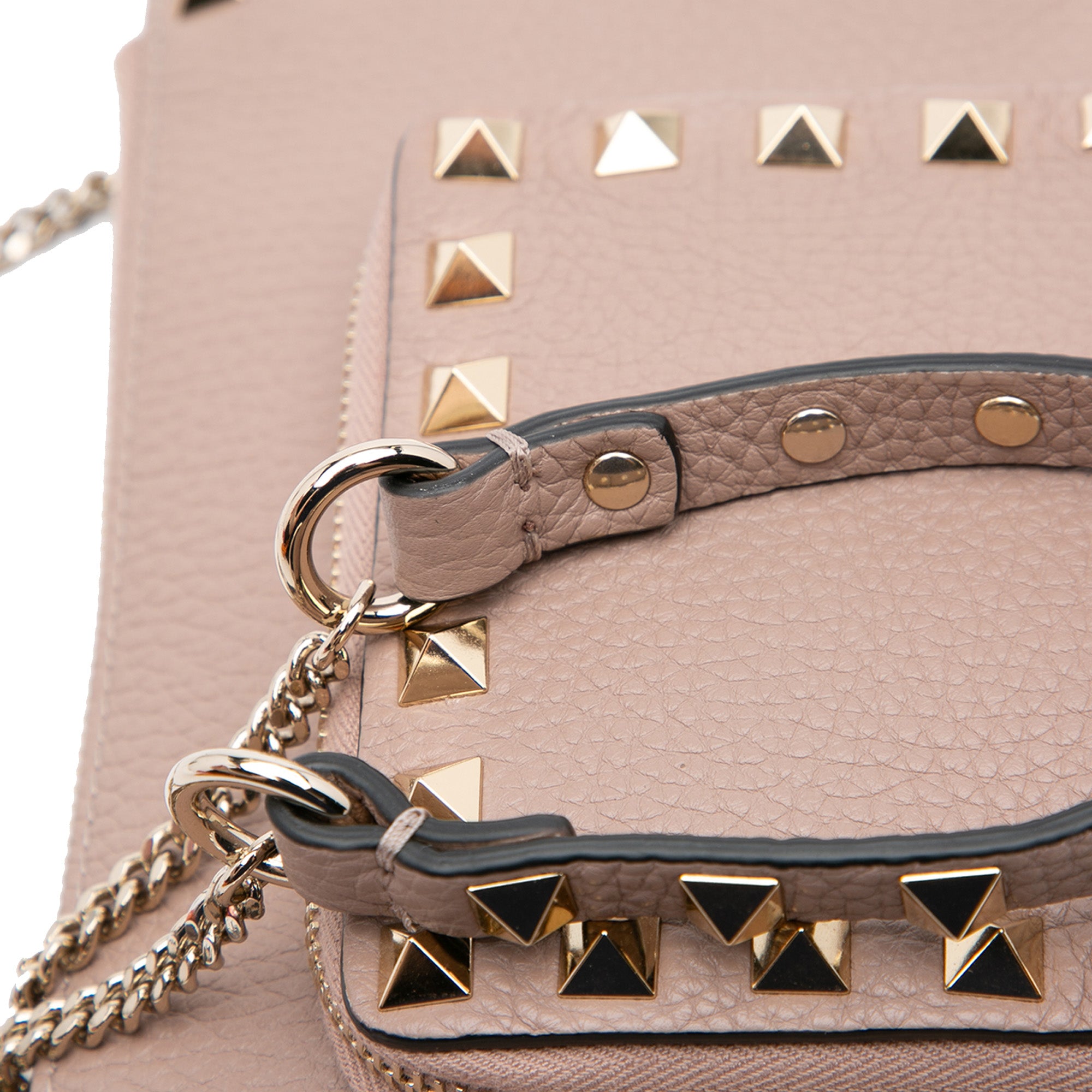 Leather Rockstud Wallet on Chain with Coin Pouch