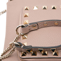 Leather Rockstud Wallet on Chain with Coin Pouch
