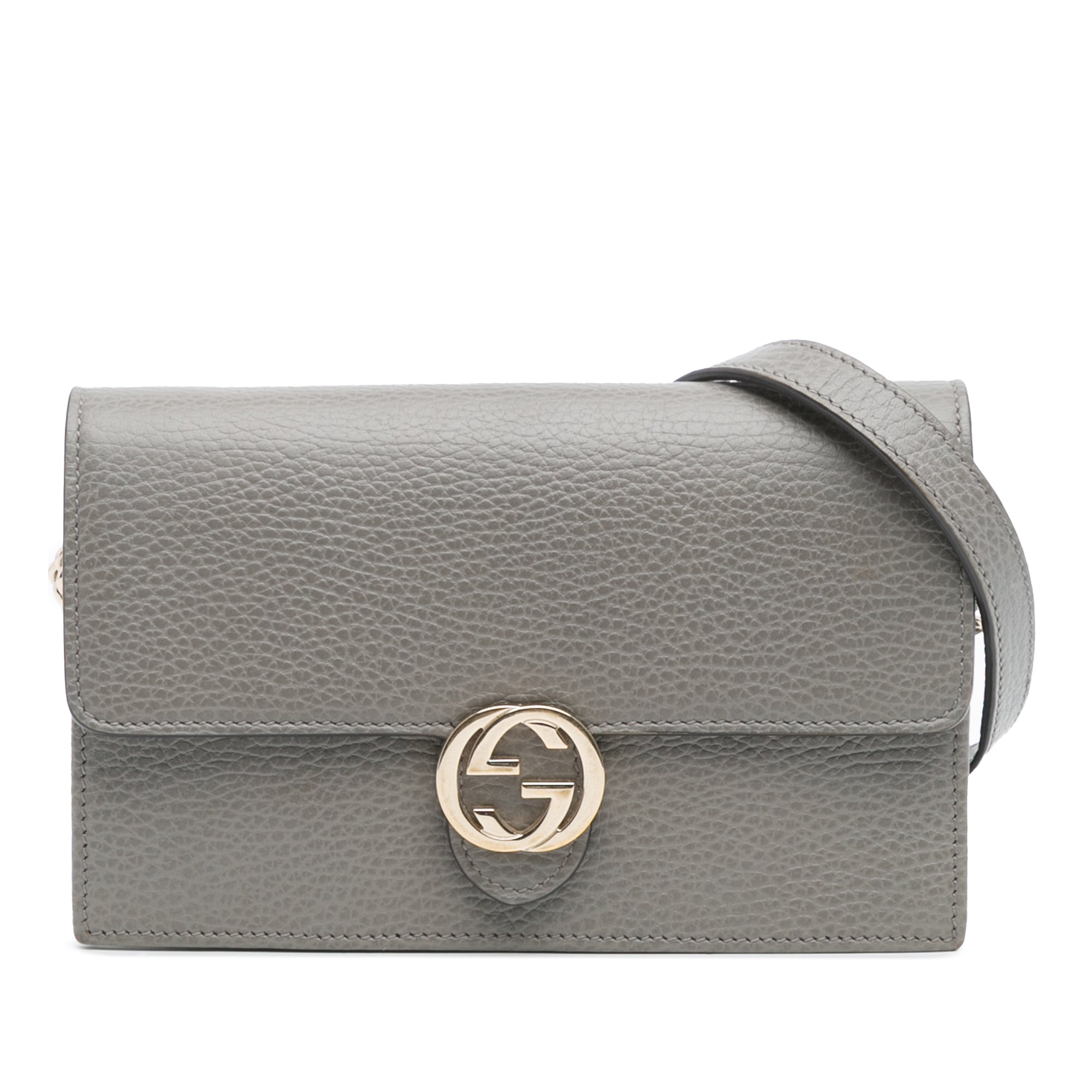 Leather Interlocking G Dollar Wallet on Chain