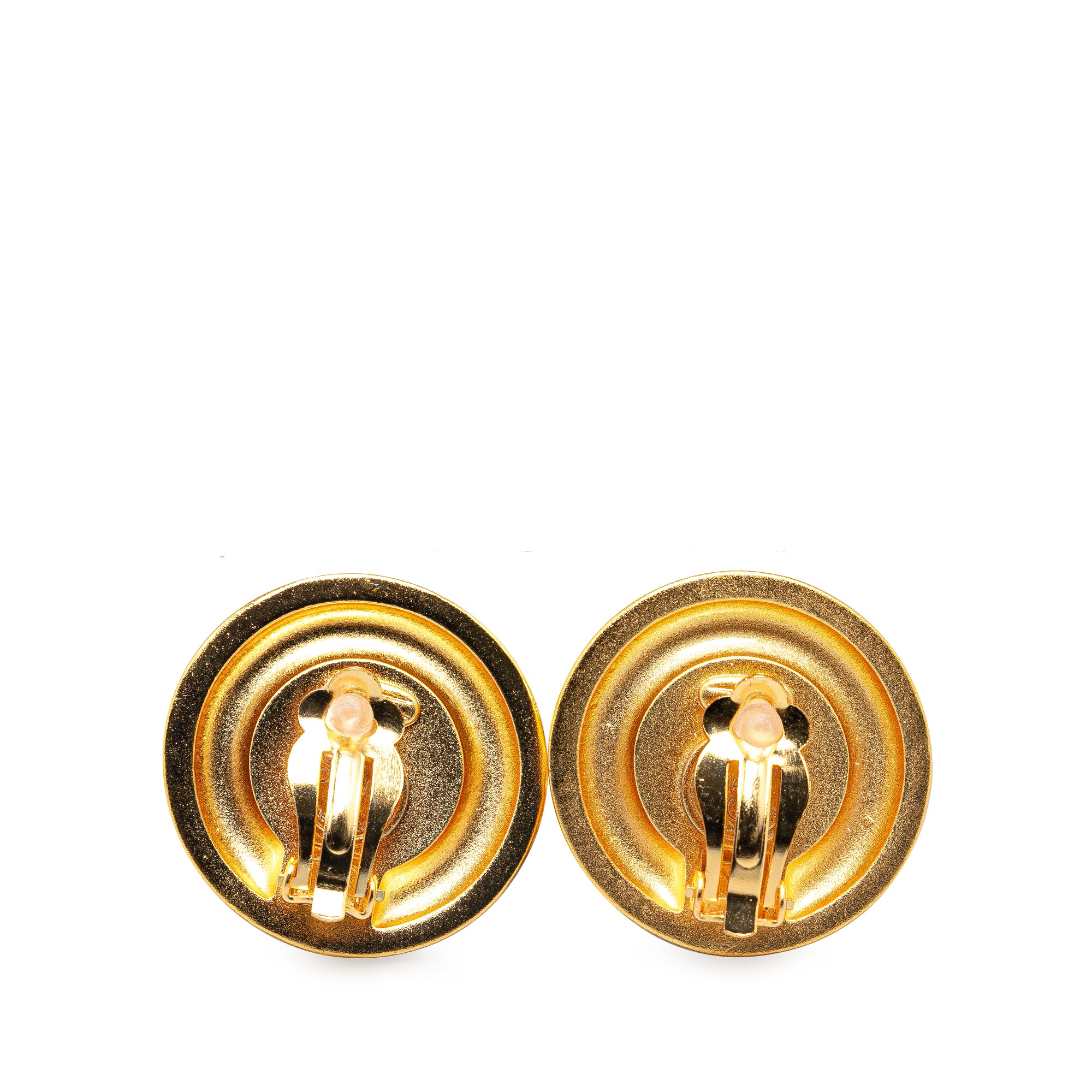 Gold Plated CC Faux Pearl Clip on Earrings