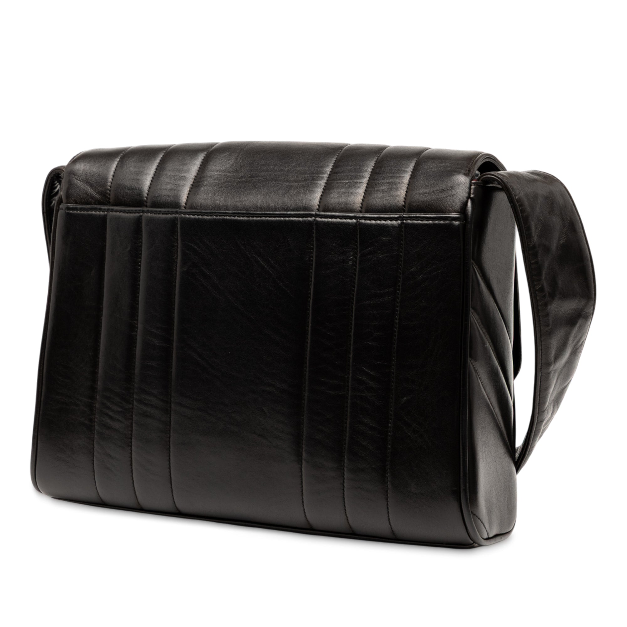 Vertical Quilt Lambskin Flap