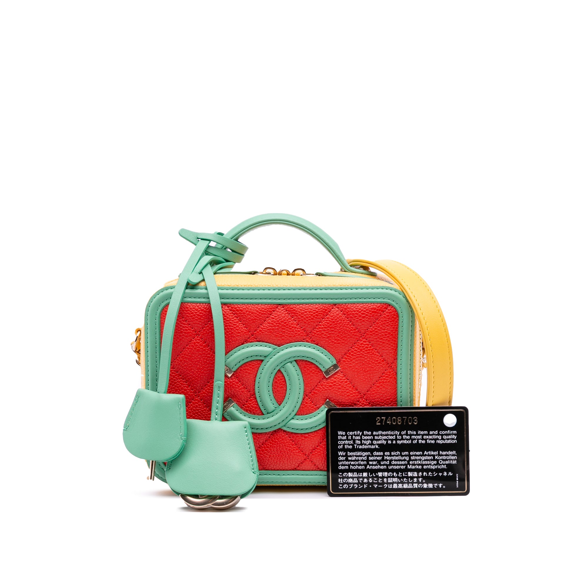 Small Tricolor Caviar CC Filigree Vanity Case