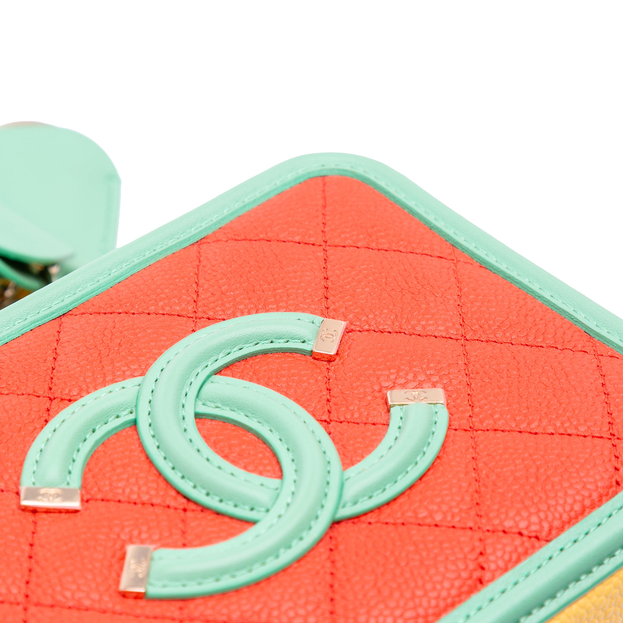 Small Tricolor Caviar CC Filigree Vanity Case