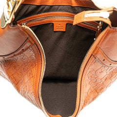 Embossed Leather Horsebit Glam Hobo