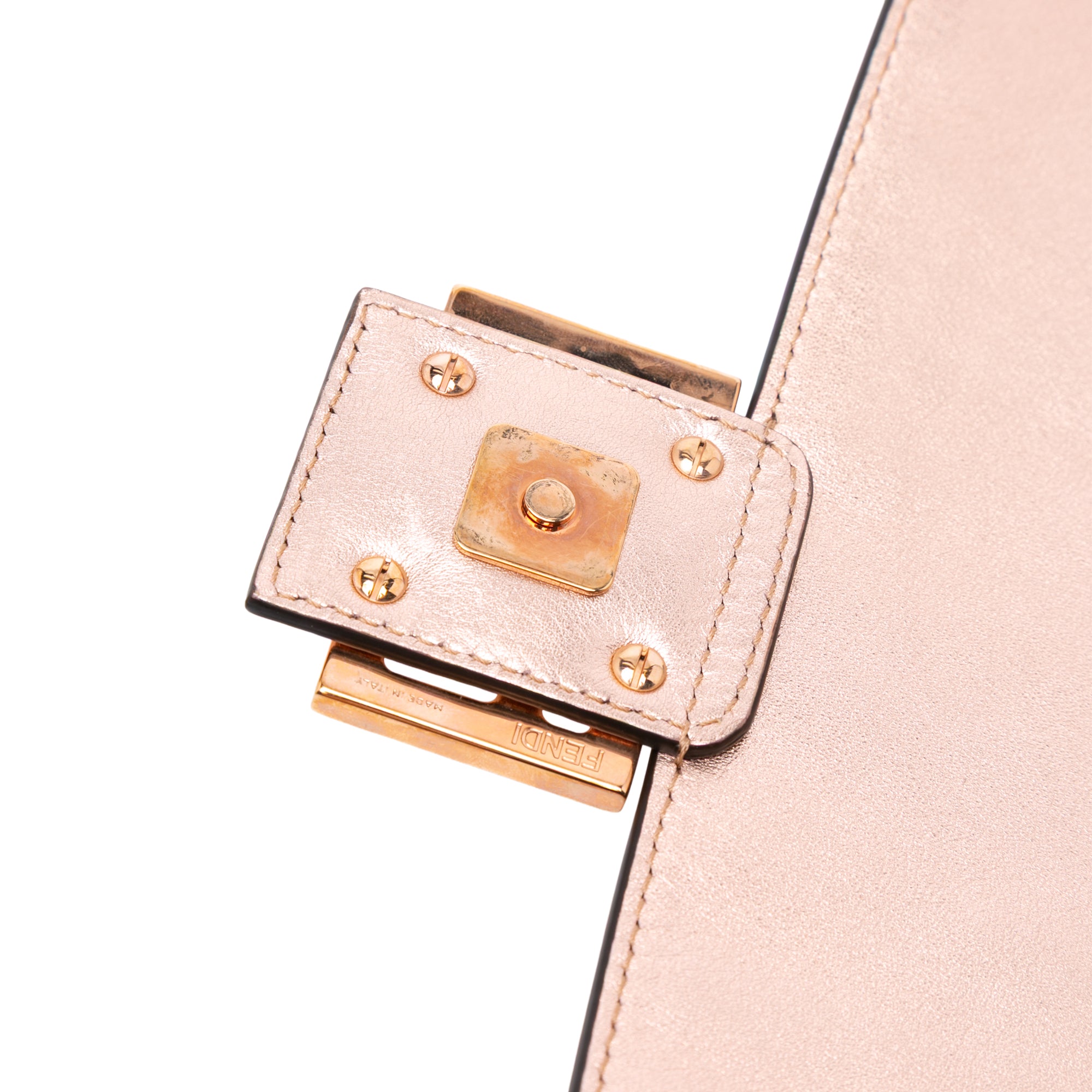 Zucca Embossed Metallic Leather Baguette Satchel