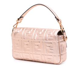 Zucca Embossed Metallic Leather Baguette Satchel