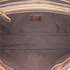 Zucca Embossed Metallic Leather Baguette Satchel