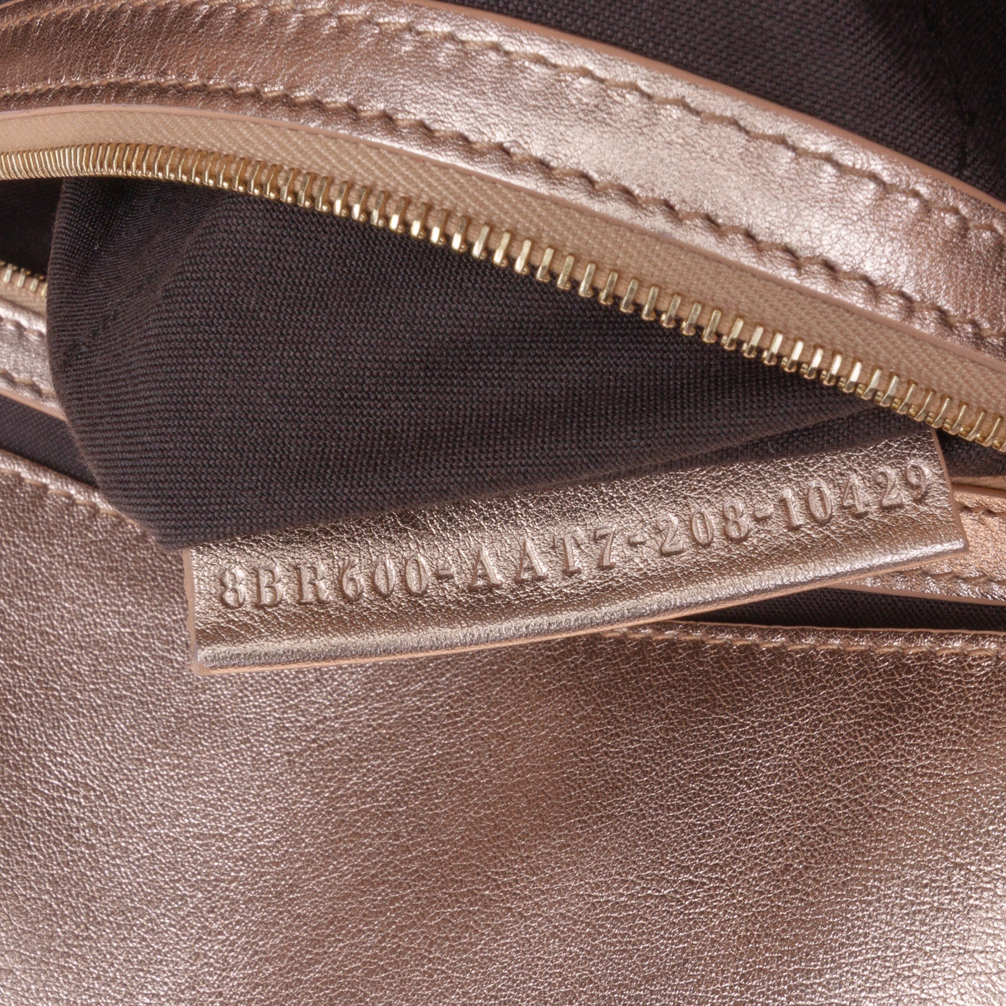 Zucca Embossed Metallic Leather Baguette Satchel