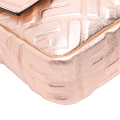 Zucca Embossed Metallic Leather Baguette Satchel