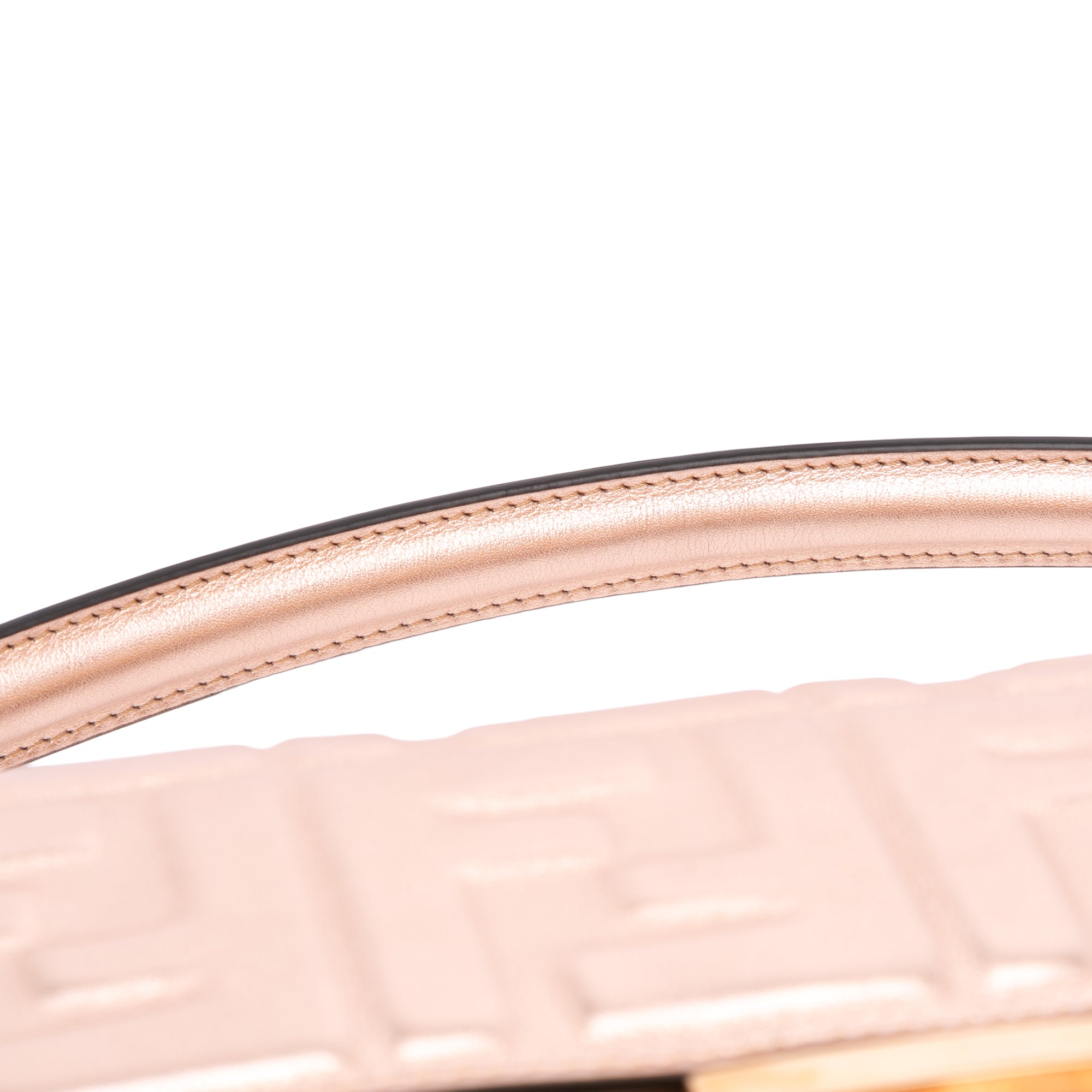 Zucca Embossed Metallic Leather Baguette Satchel