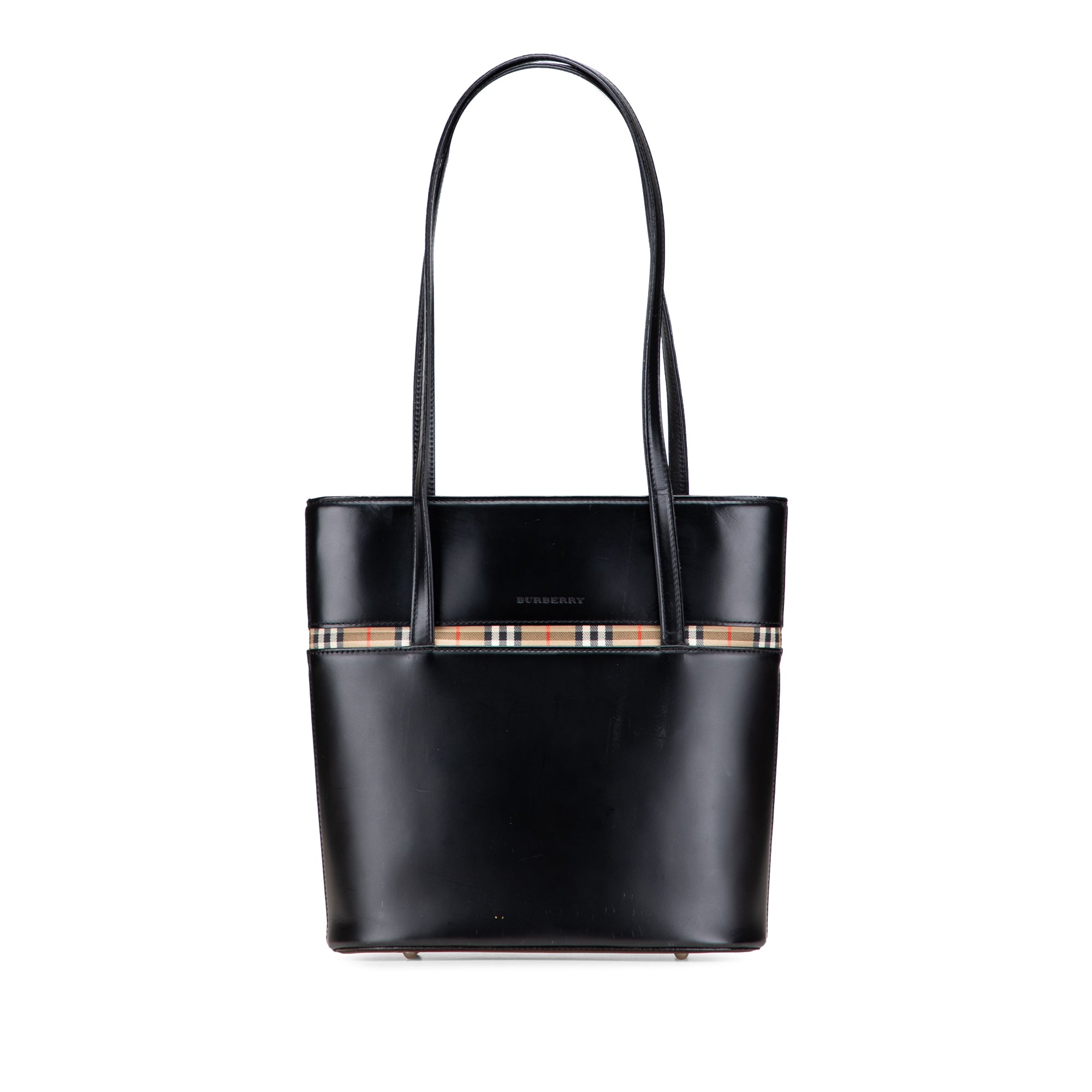 House Check Trimmed Leather Shoulder Bag