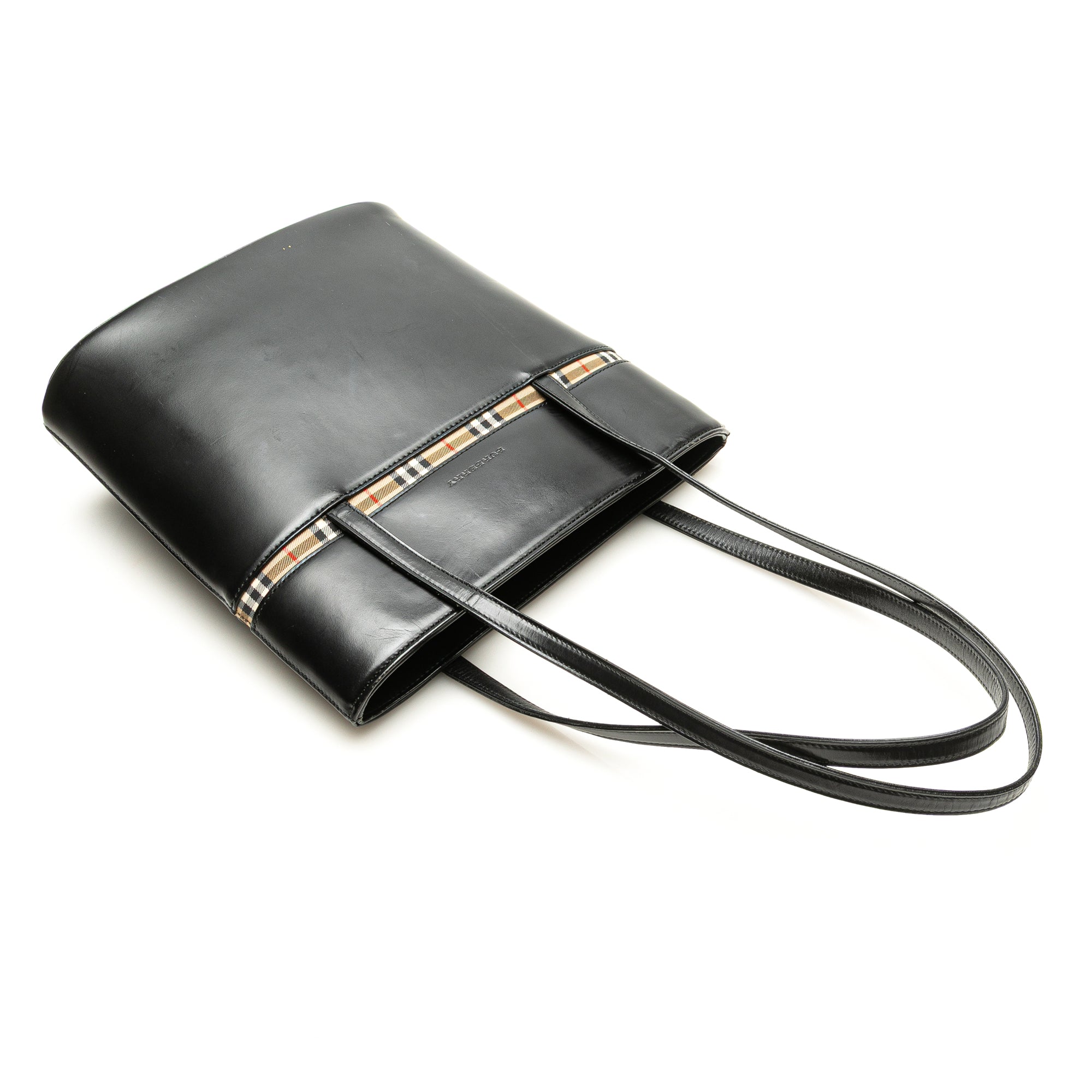 House Check Trimmed Leather Shoulder Bag
