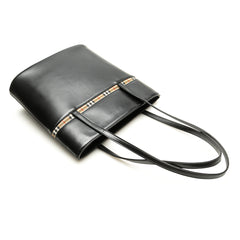 House Check Trimmed Leather Shoulder Bag