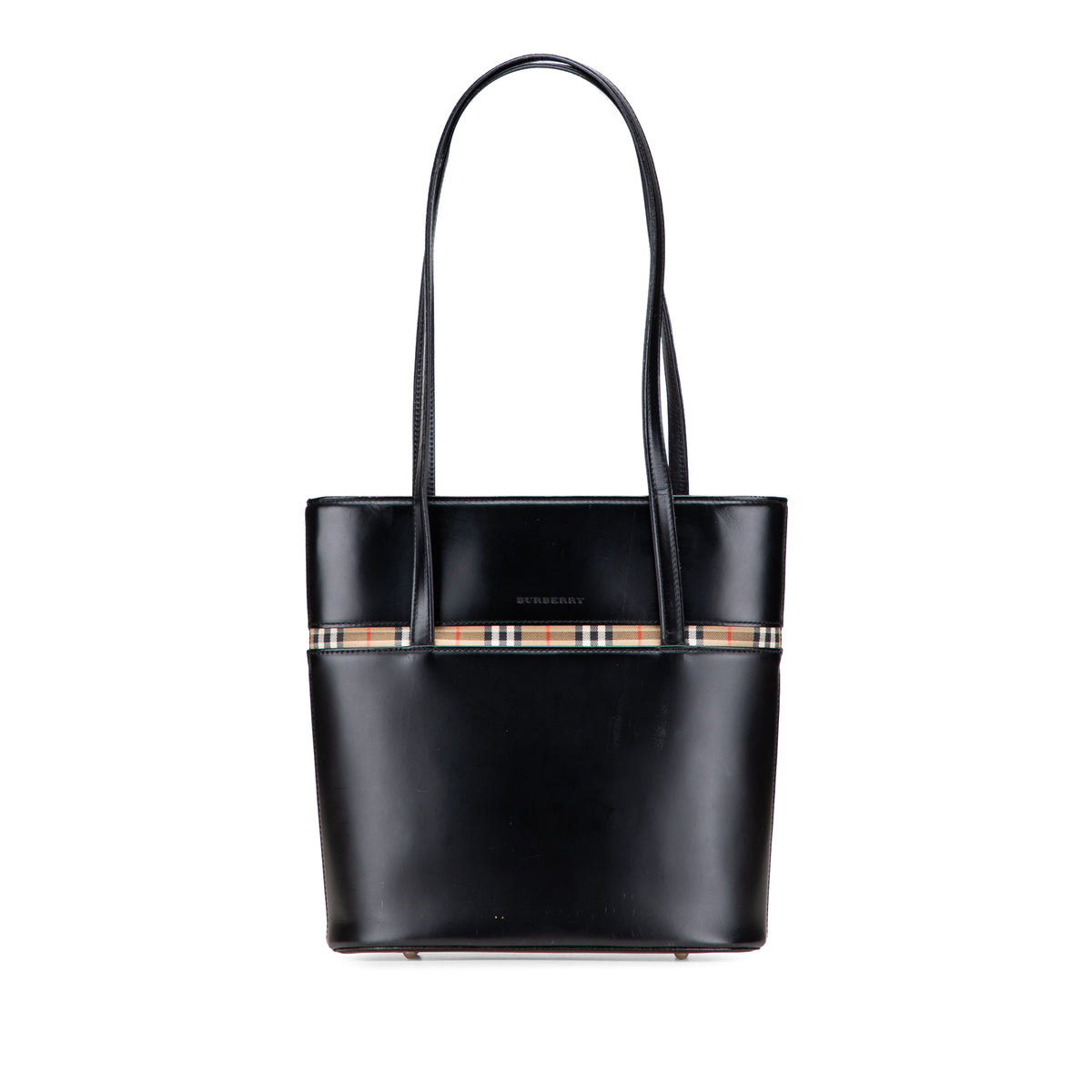 House Check Trimmed Leather Shoulder Bag