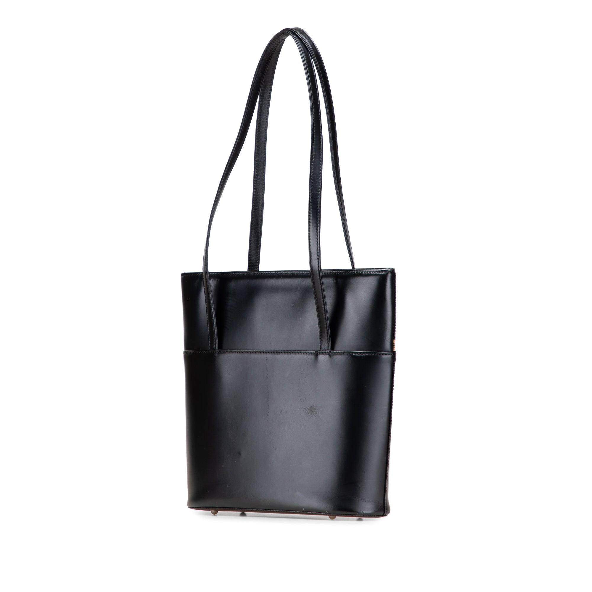 House Check Trimmed Leather Shoulder Bag