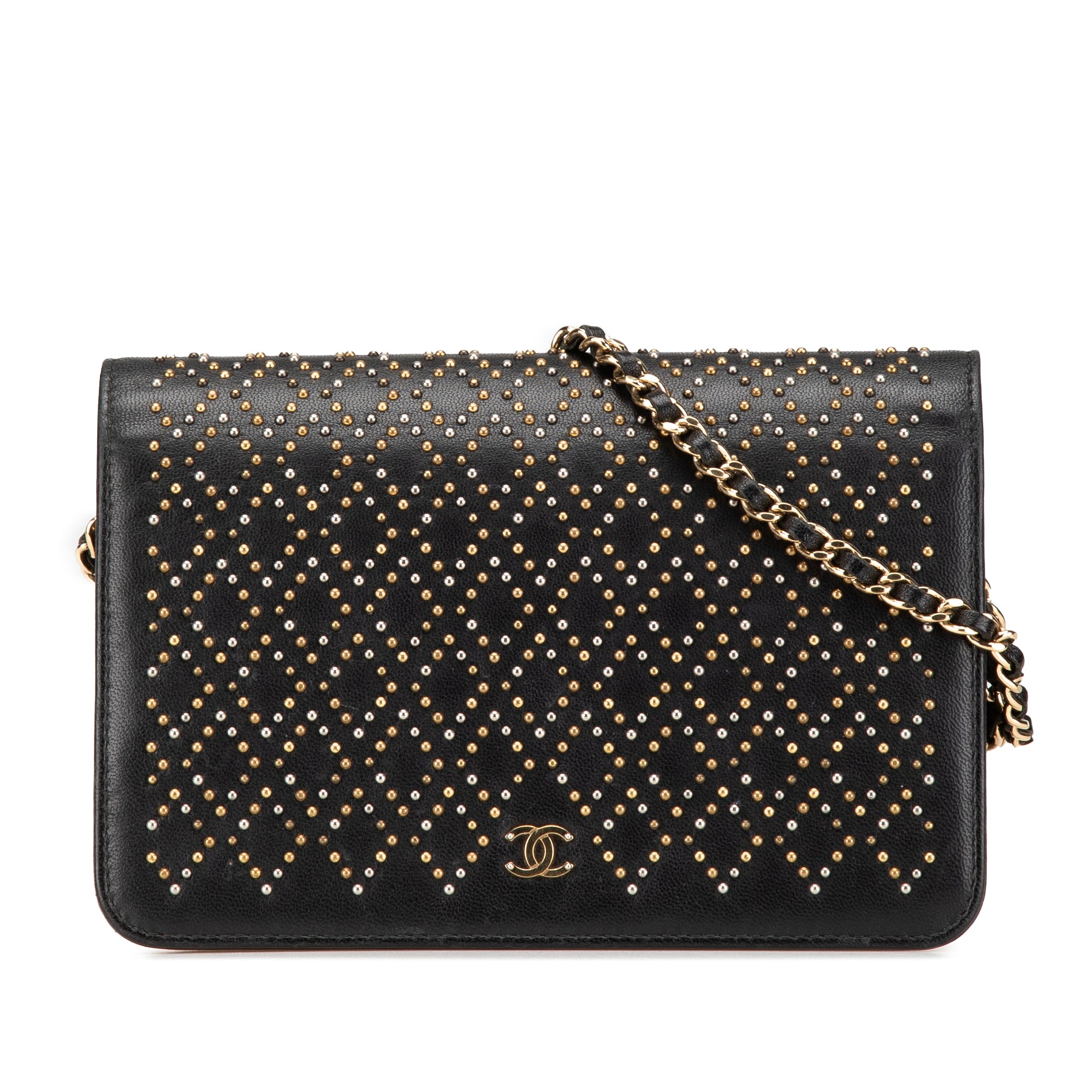 CC Studded Lambskin Wallet on Chain