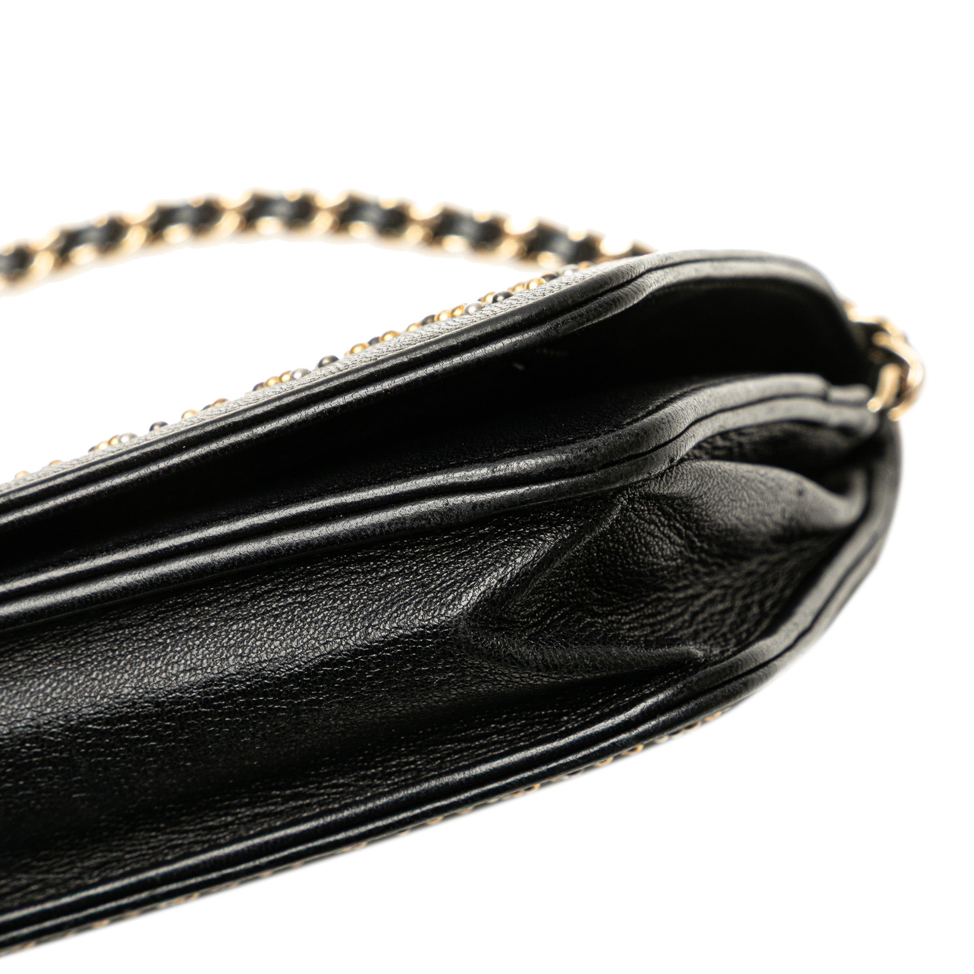 CC Studded Lambskin Wallet on Chain