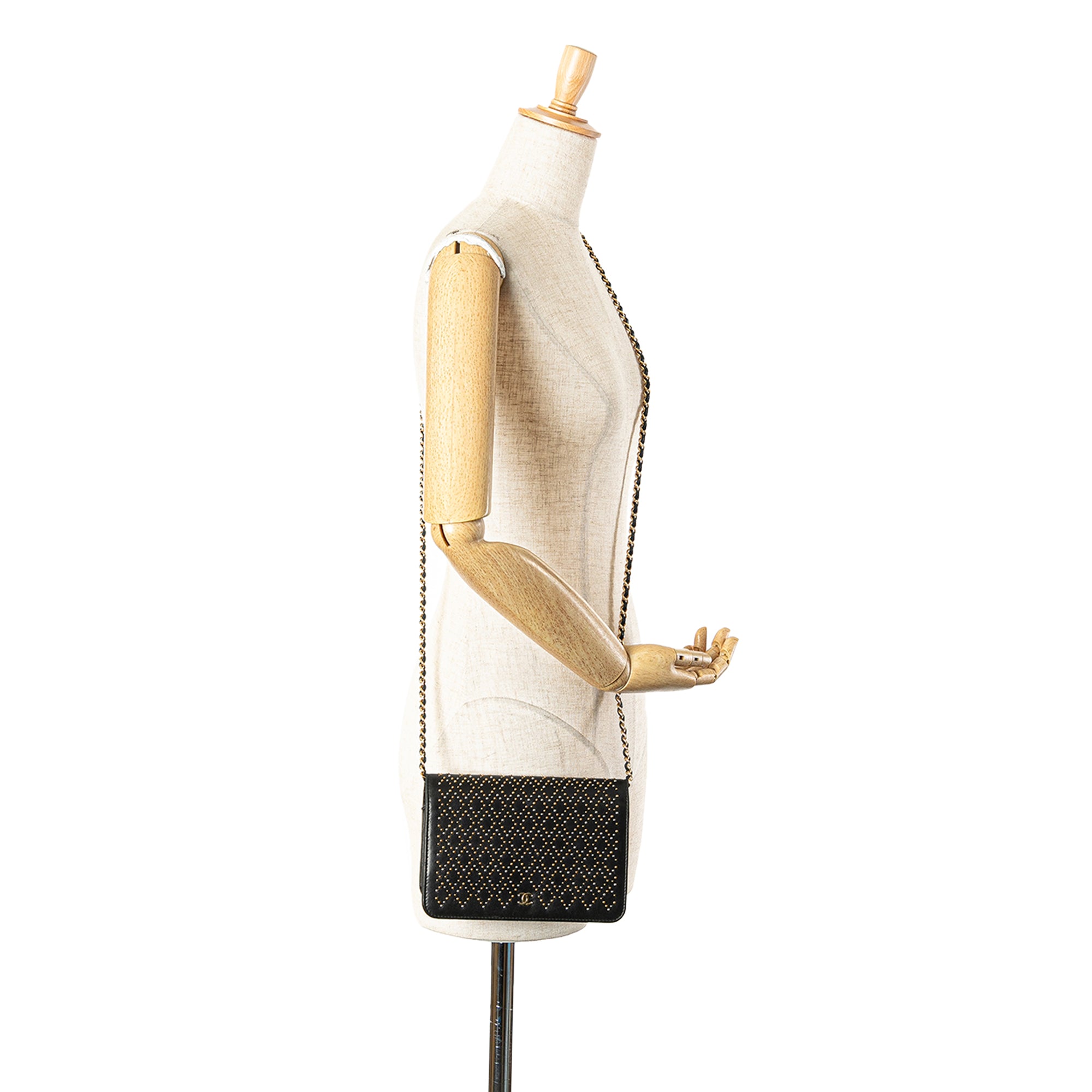 CC Studded Lambskin Wallet on Chain