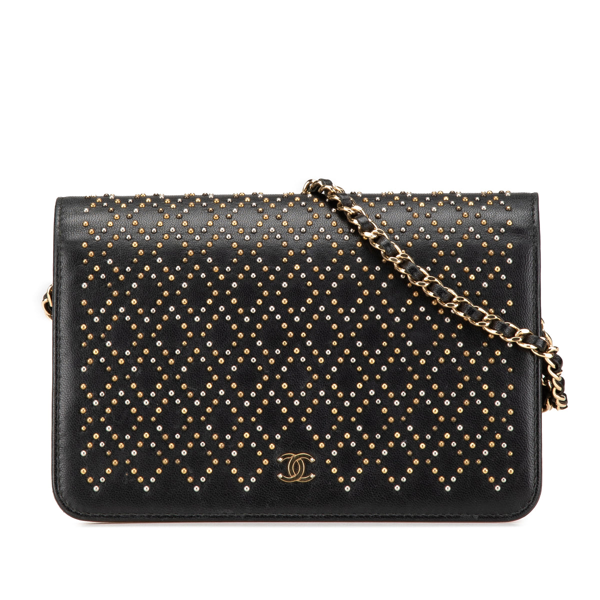 CC Studded Lambskin Wallet on Chain