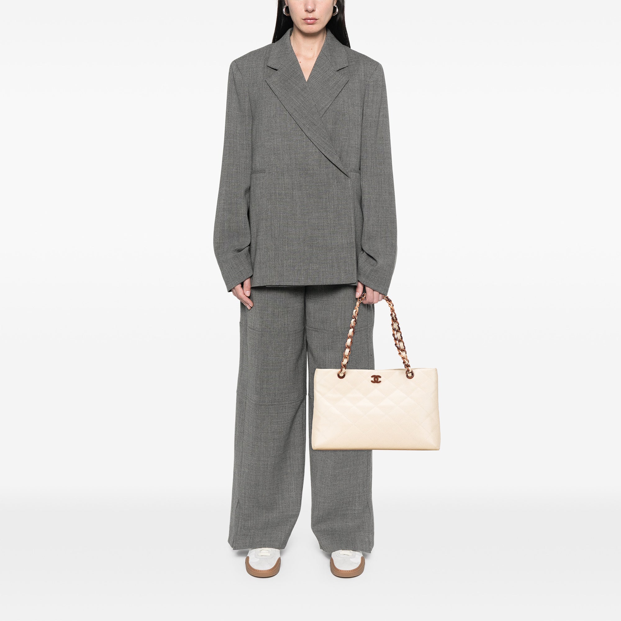 CC Quilted Caviar Bekko Chain Tote