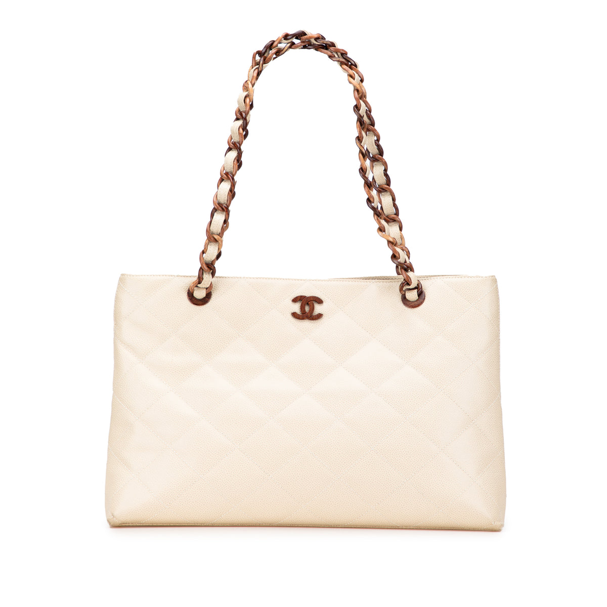 CC Quilted Caviar Bekko Chain Tote
