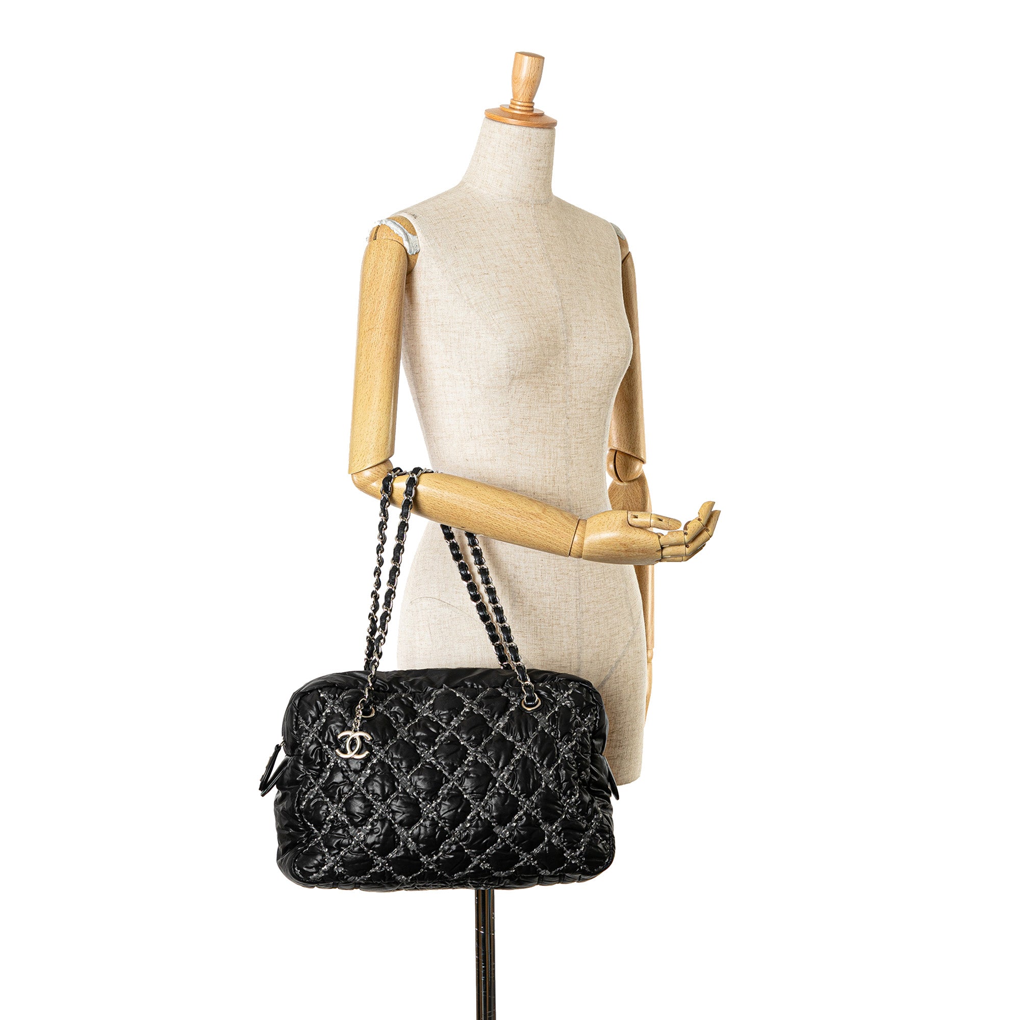 Nylon Tweed on Stitch Bubble Shoulder Bag