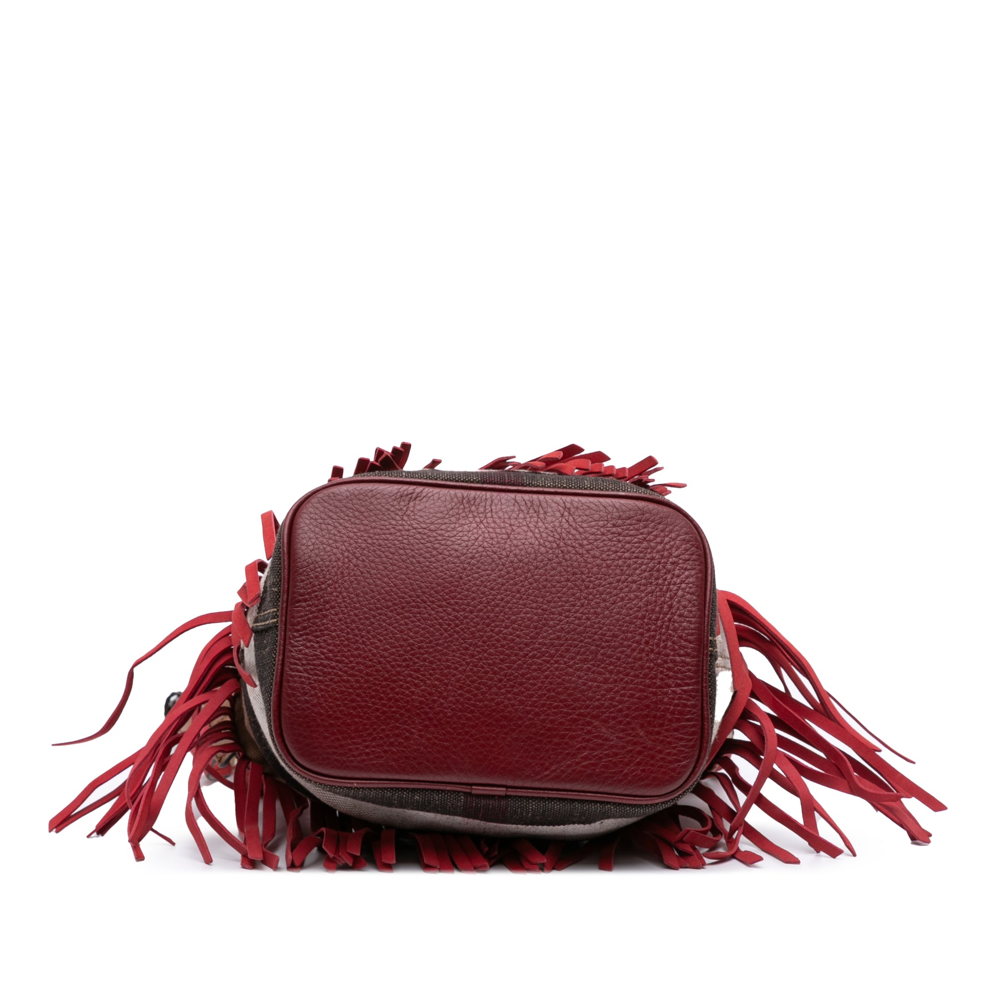Small Mega Check Canvas and Suede Fringe Belgrove Bucket Bag