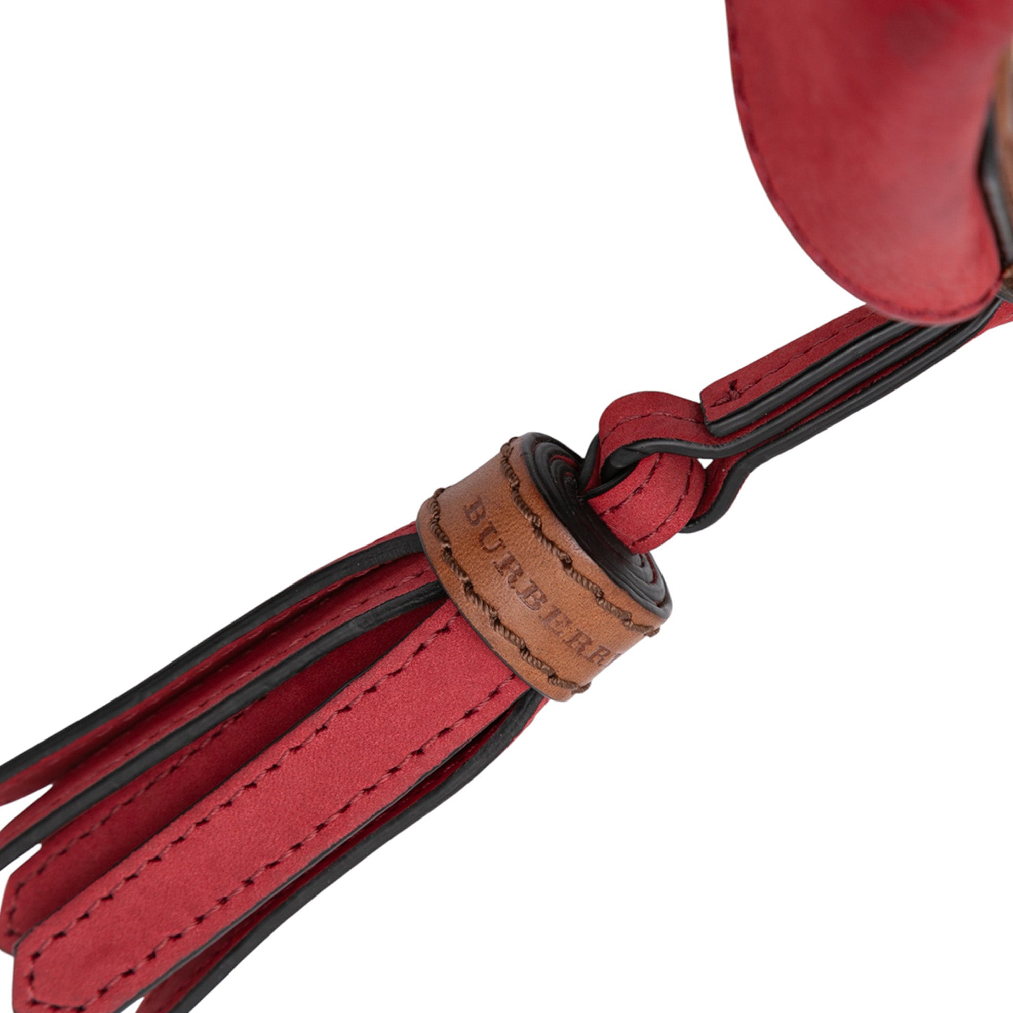 Small Mega Check Canvas and Suede Fringe Belgrove Bucket Bag