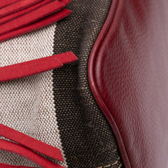 Small Mega Check Canvas and Suede Fringe Belgrove Bucket Bag