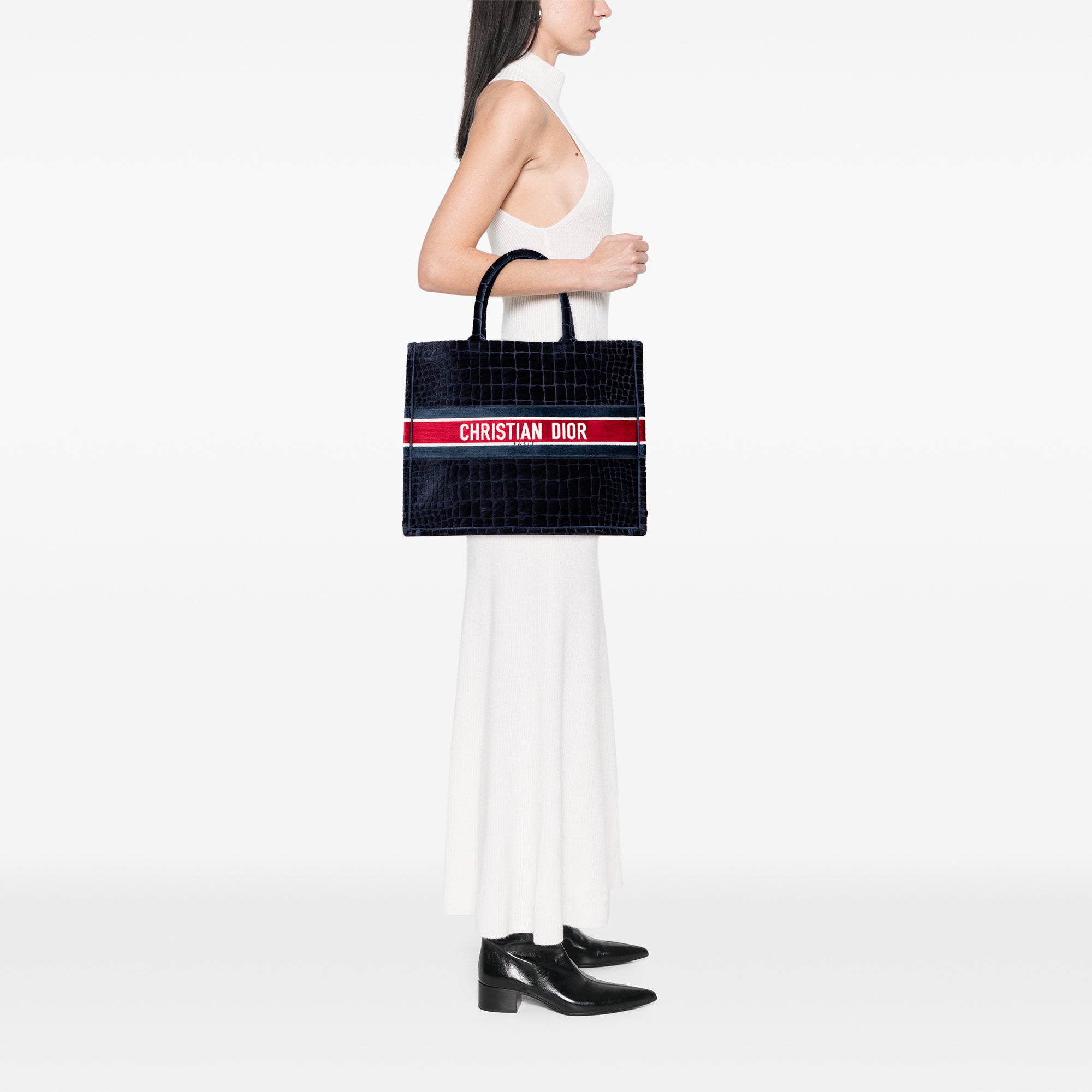 Large Velvet Embossed Book Tote