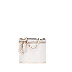 Quilted Lambskin Leather Chain and Charm Vanity Case