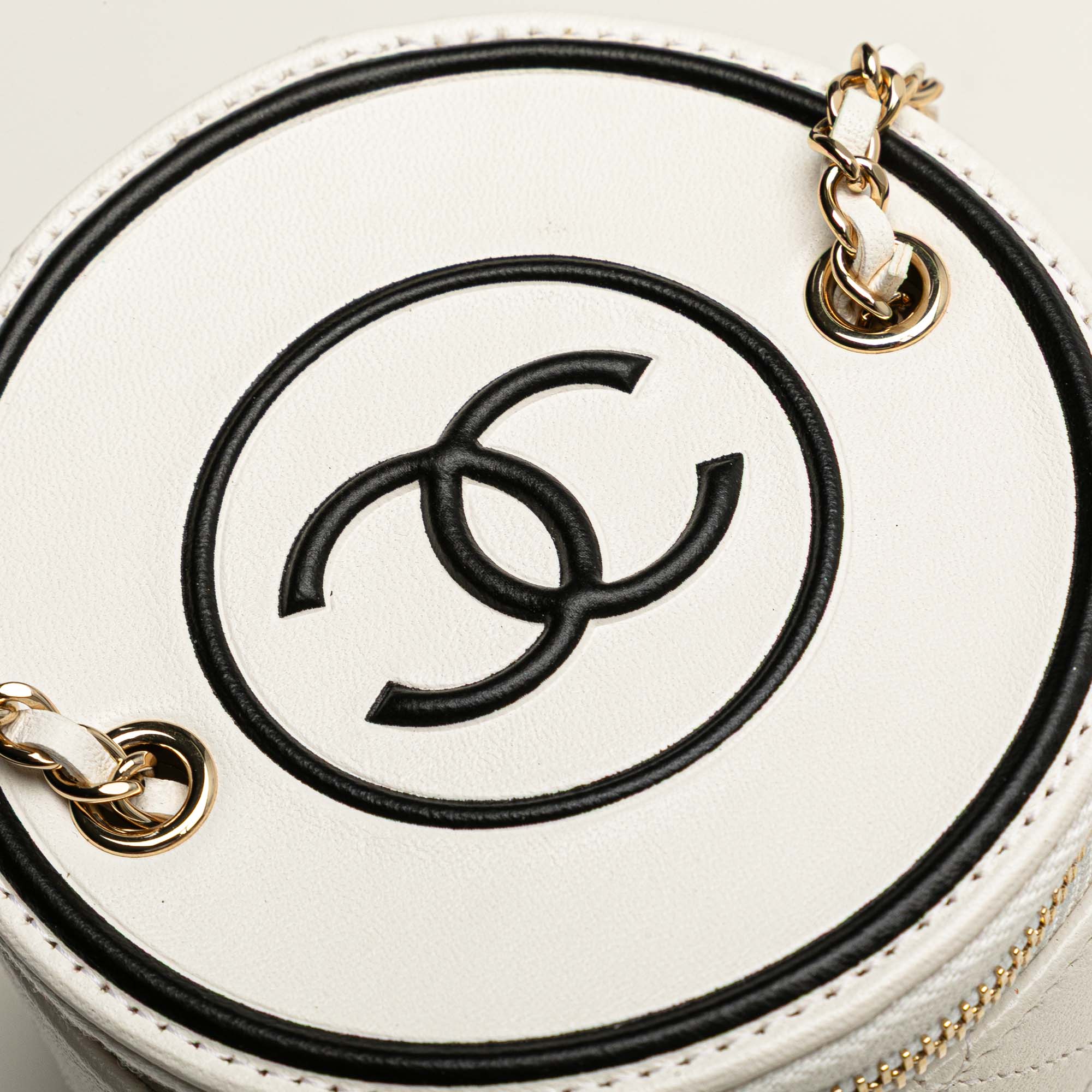 Quilted Lambskin Leather Chain and Charm Vanity Case