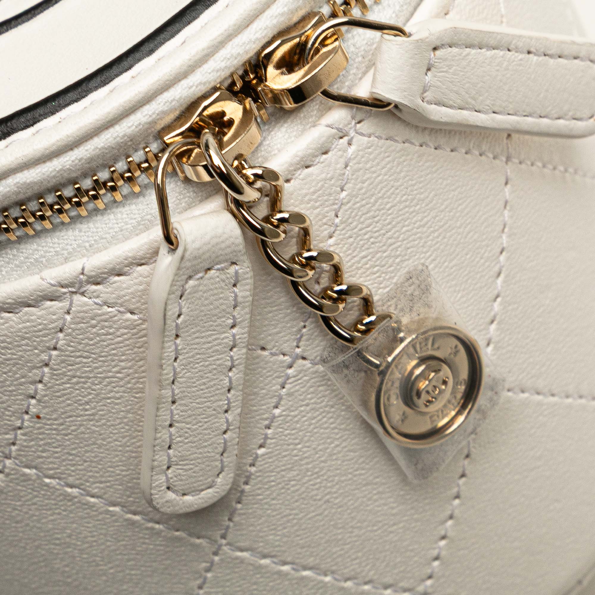 Quilted Lambskin Leather Chain and Charm Vanity Case