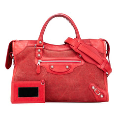Lambskin Trimmed Canvas Motocross City Giant 12 Satchel