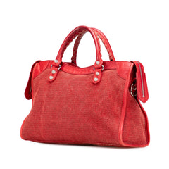 Lambskin Trimmed Canvas Motocross City Giant 12 Satchel
