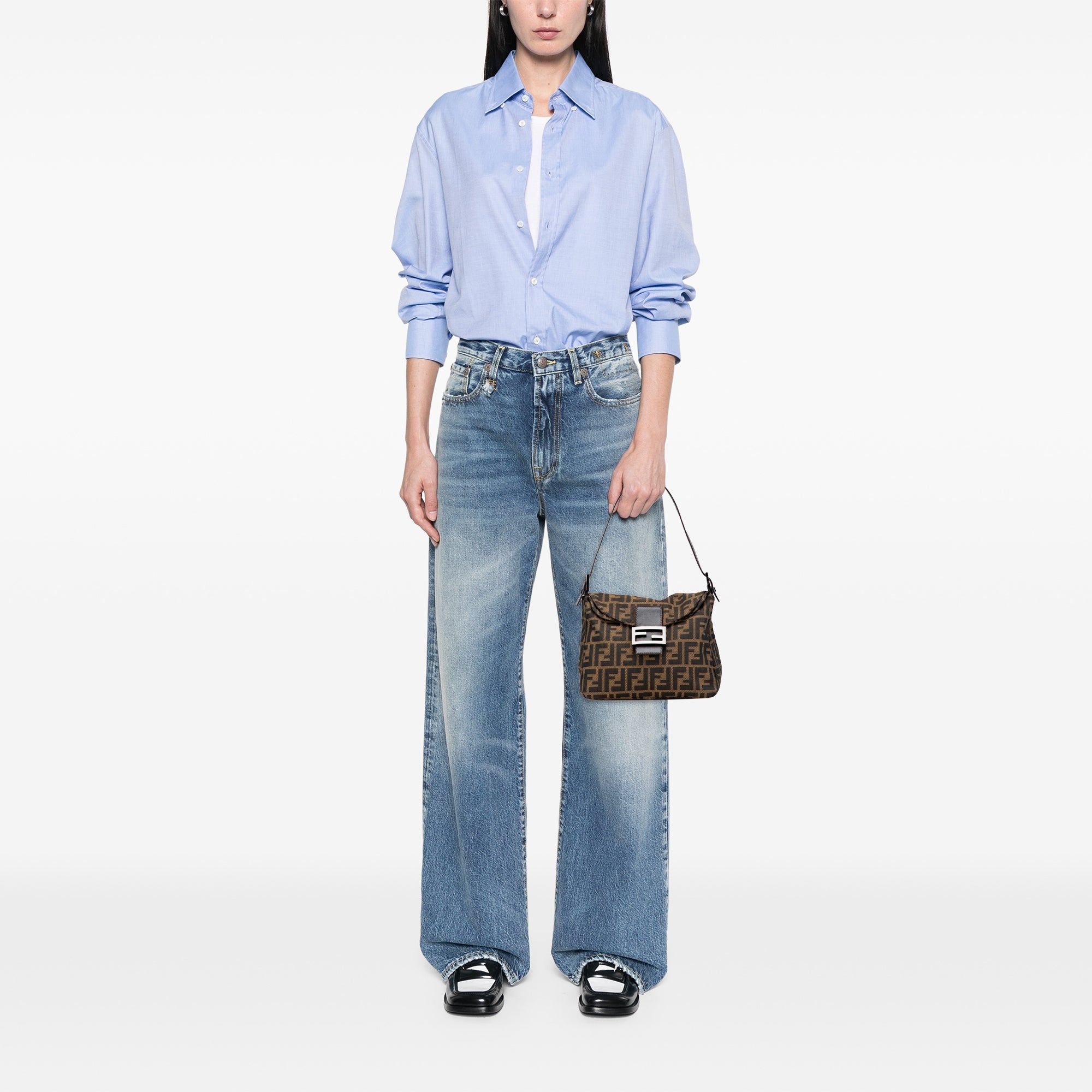 Zucca Canvas Double Flap Shoulder Bag