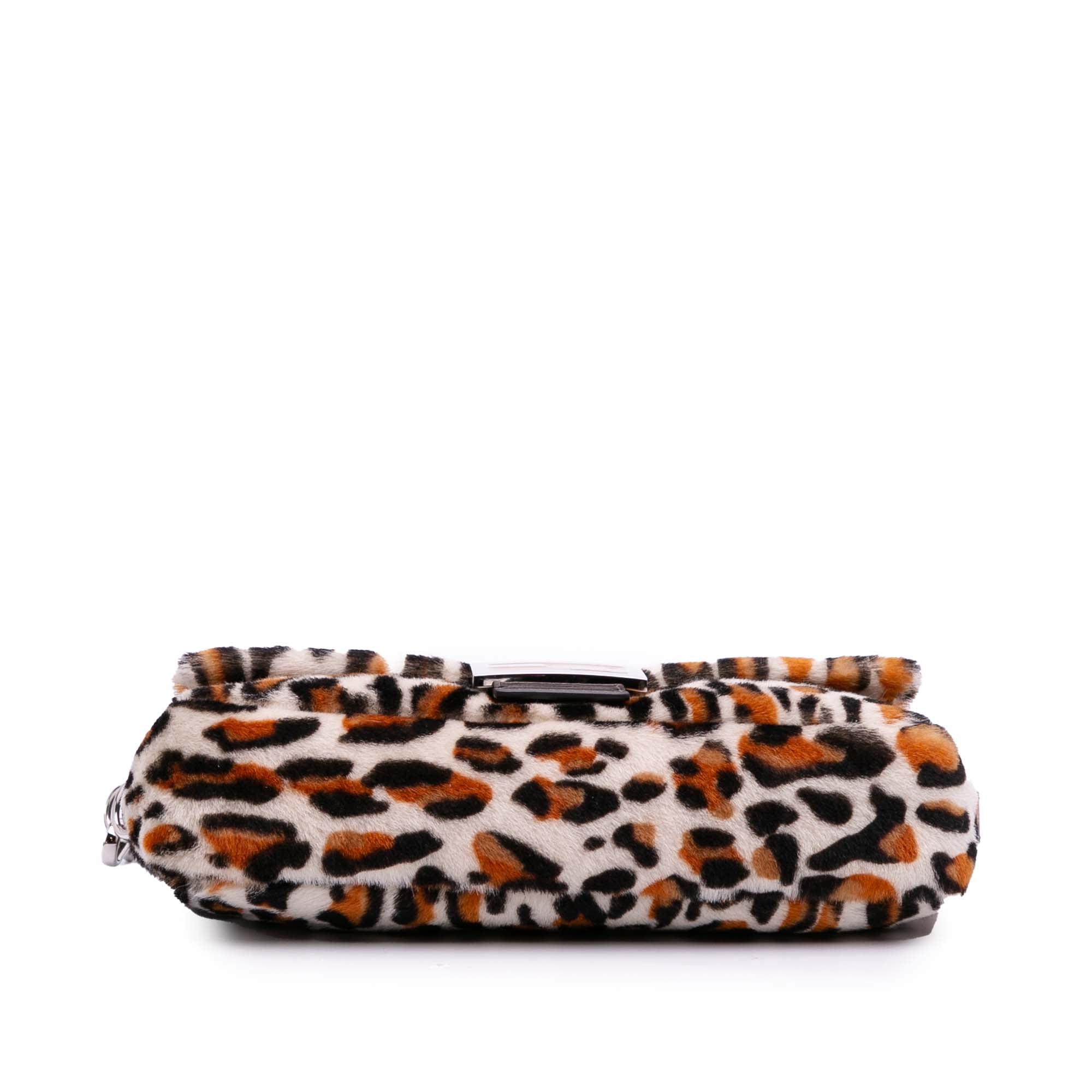 Leopard Print Calf Hair Baguette Satchel