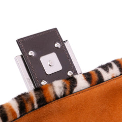 Leopard Print Calf Hair Baguette Satchel