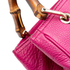 Small Calfskin Bamboo Shopper Satchel