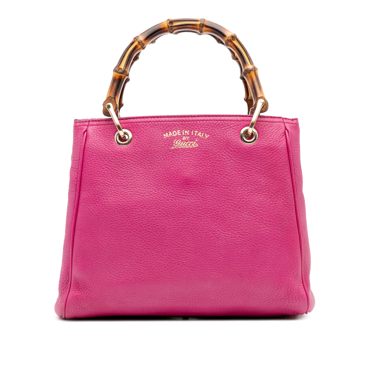 Small Calfskin Bamboo Shopper Satchel
