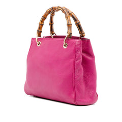 Small Calfskin Bamboo Shopper Satchel