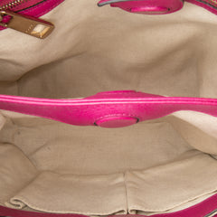 Small Calfskin Bamboo Shopper Satchel