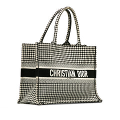 Medium Houndstooth Embroidered Book Tote_1