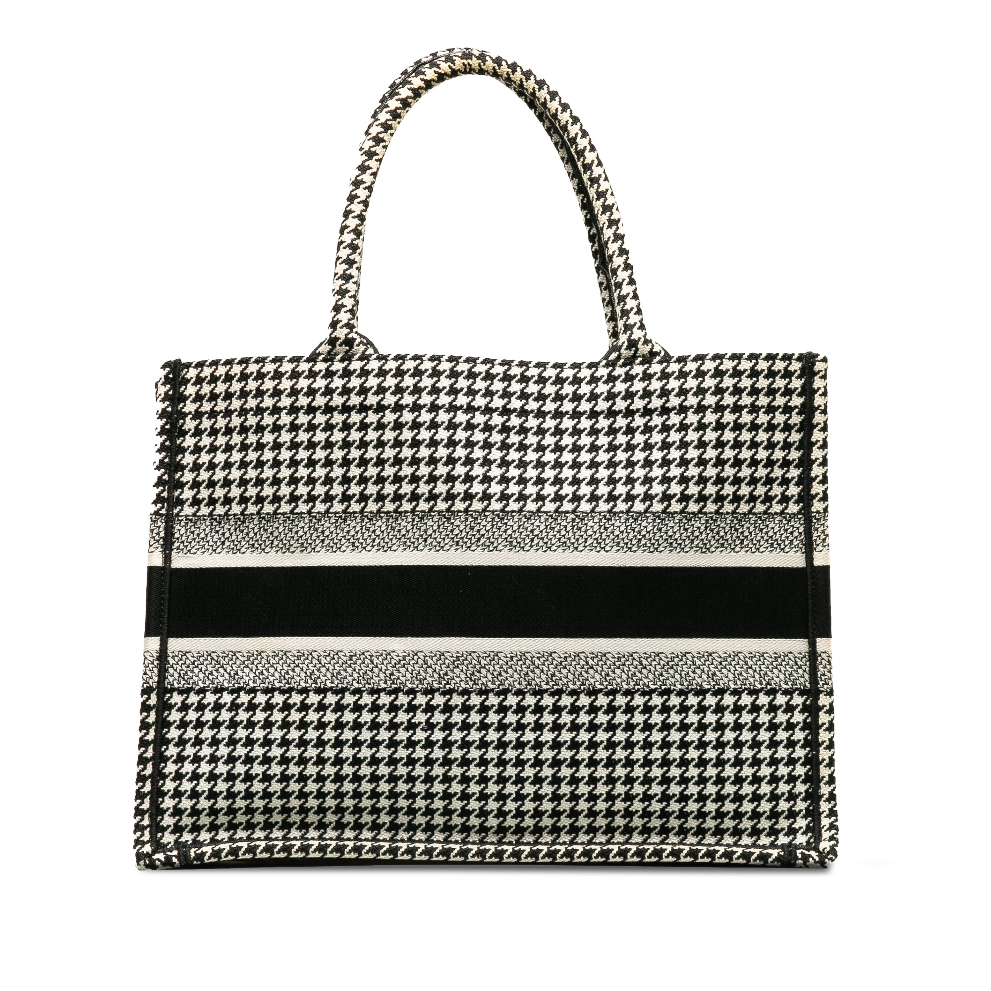 Medium Houndstooth Embroidered Book Tote_2