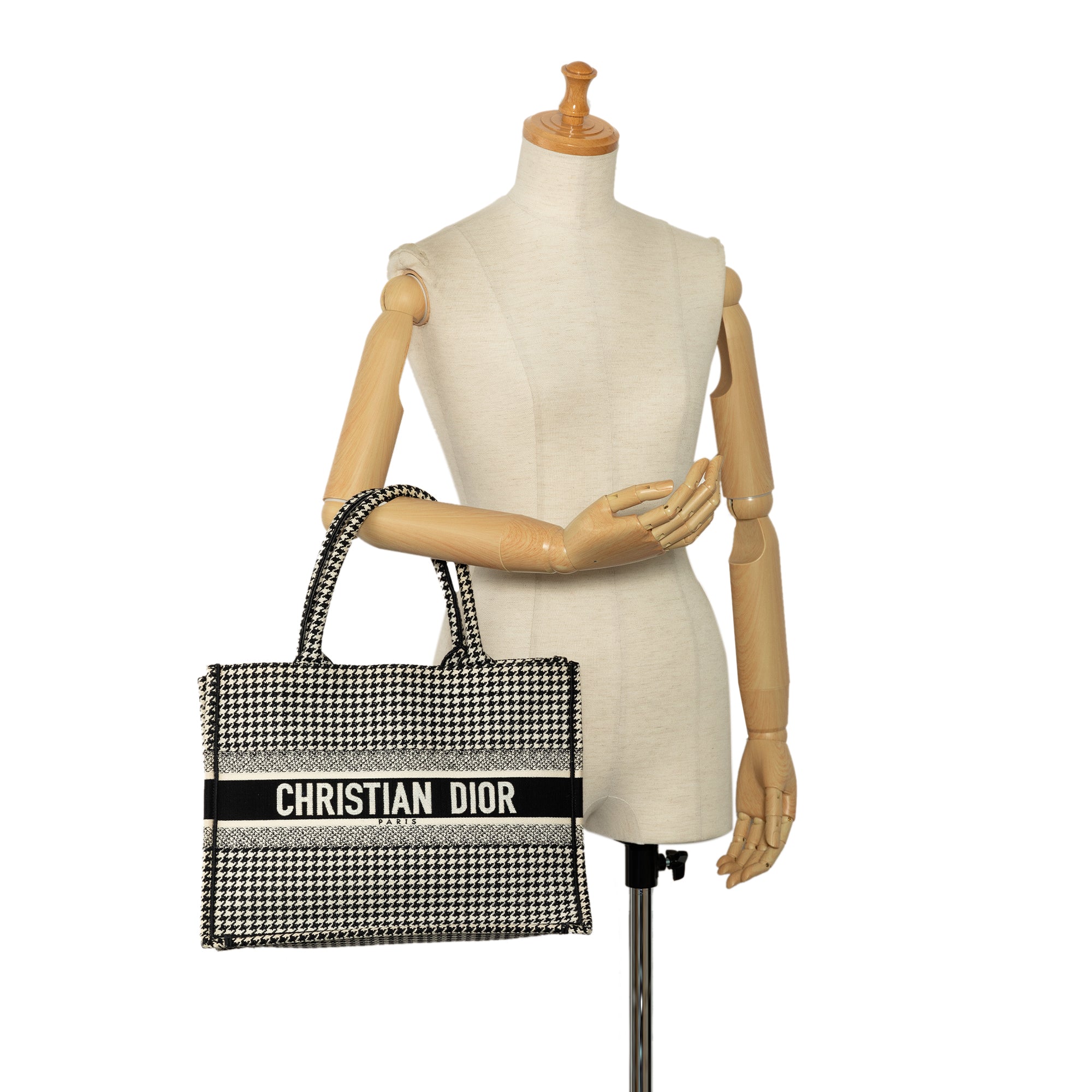 Medium Houndstooth Embroidered Book Tote_7