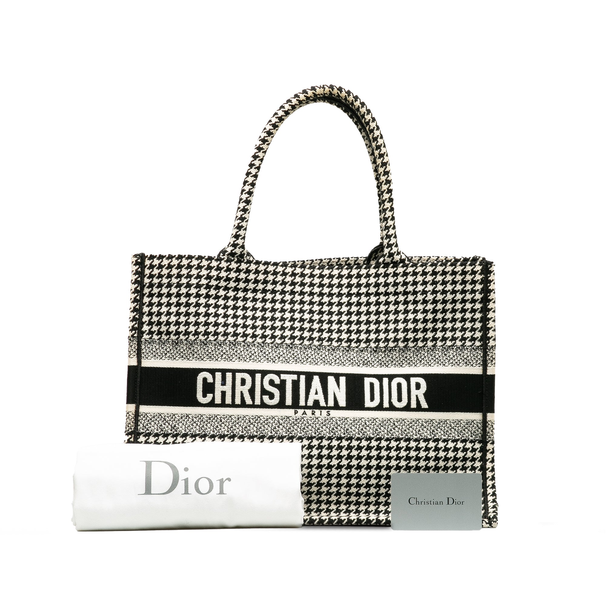 Medium Houndstooth Embroidered Book Tote_8
