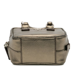 Mini Metallic Saffiano Top Handle Bag Charm