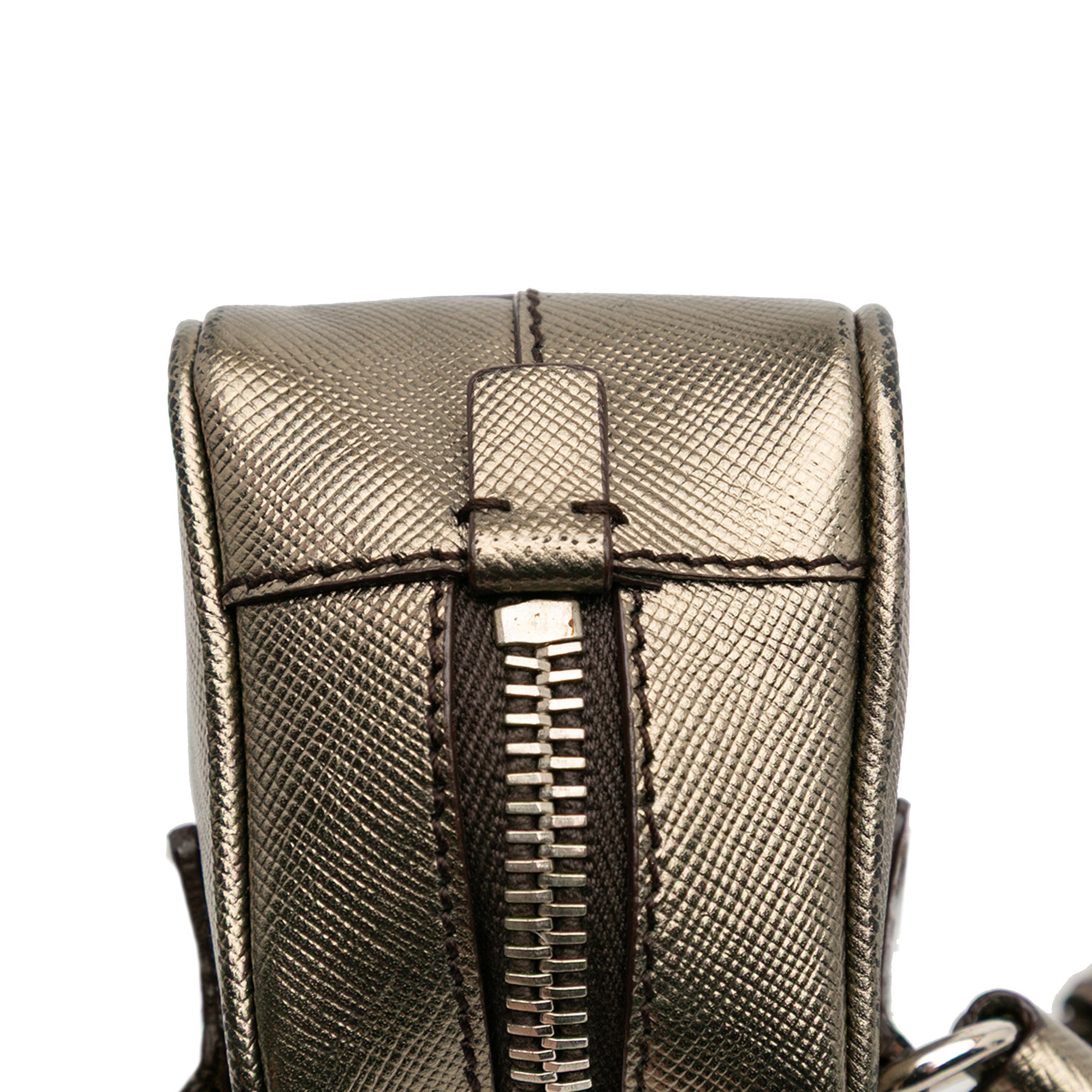 Mini Metallic Saffiano Top Handle Bag Charm